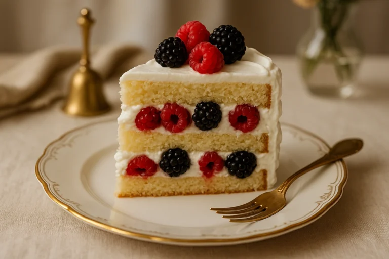 Berry Chantilly Cake with fresh berries and creamy frosting