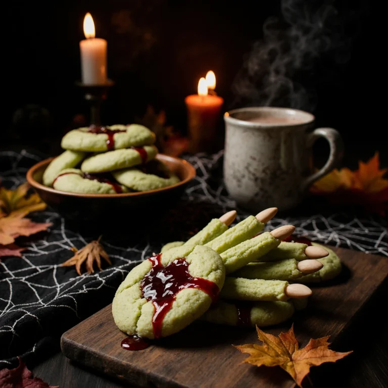Creepy Witch Finger Cookies with almond nails – spooky halloween dessert recipe