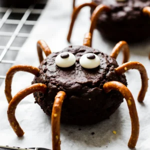 Halloween Brownies topped with candy eyes and spooky decorations, perfect for Halloween desserts and Halloween recipes.